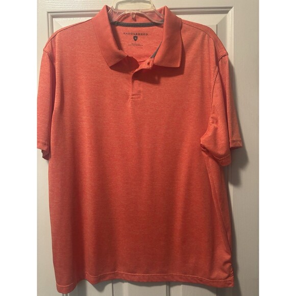 Saddlebred Performance Polo Shirt Large Orange Polyester Mens Polo Short Sleeve - Picture 1 of 3